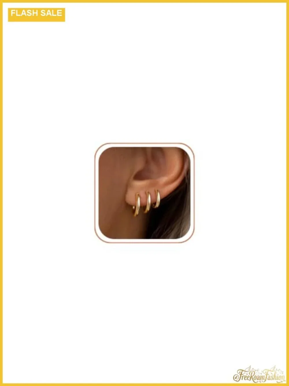 Triple Huggie Stud Earrings 14k Gold Plated Women Layered Hoops